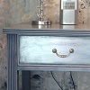 Bedside Table Timeless Grey Destressed Wax Finish Silver Leaf Draw Front Patina Draw Handle.JPG.JPG